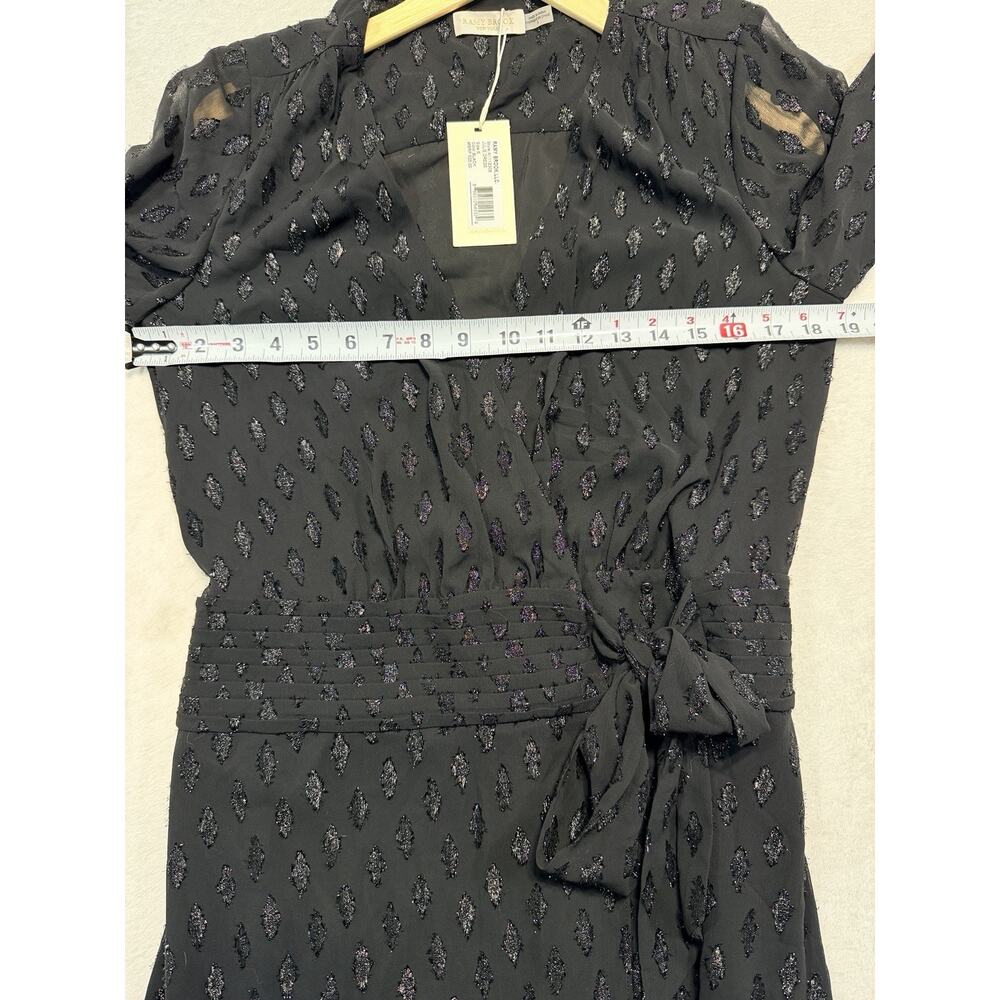 Ramy Brook Julie Metallic Wrap Dress Size 6 Black Shimmer High Low Midi NWT - Picture 7 of 14